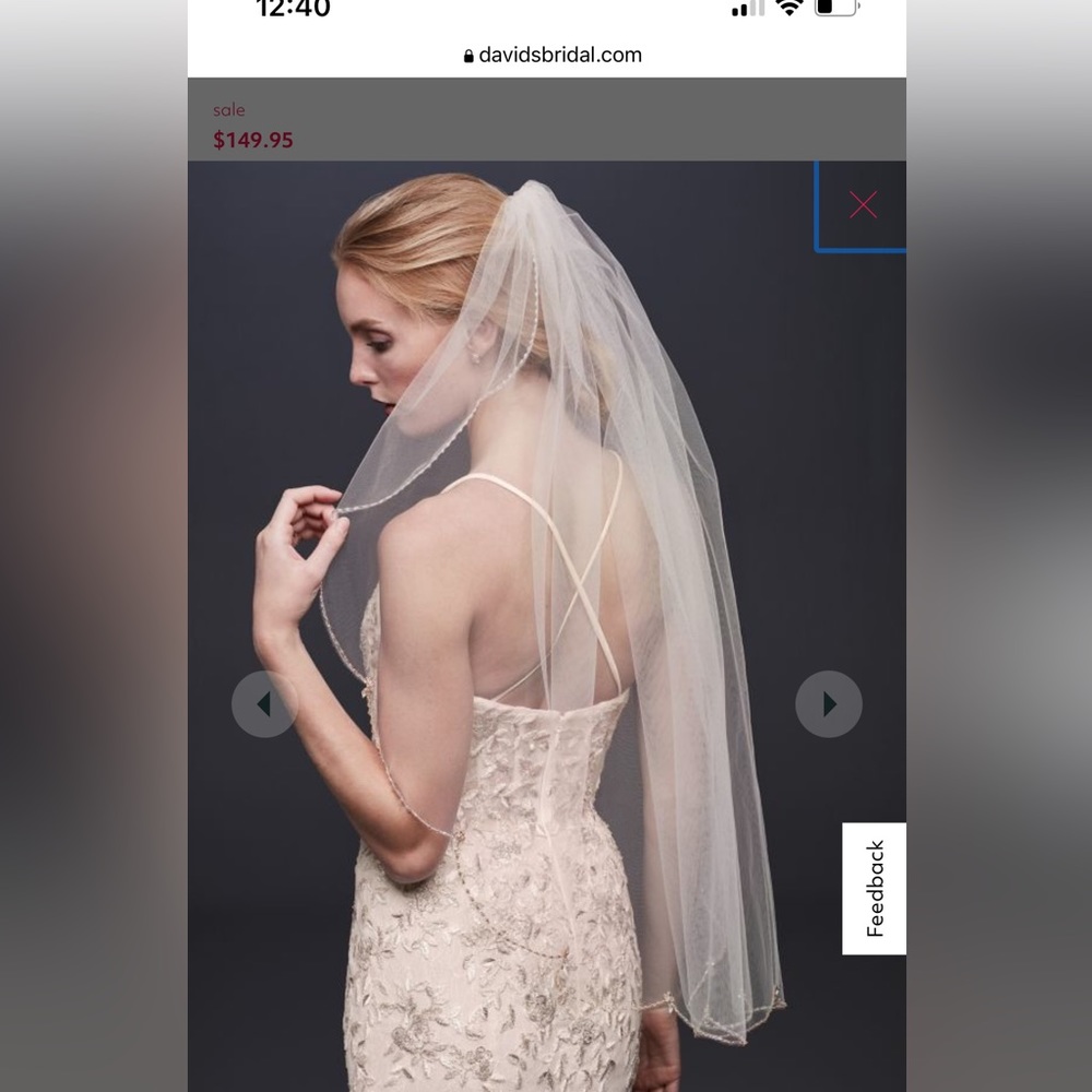 Metallic Rose Gold Beaded Veil
